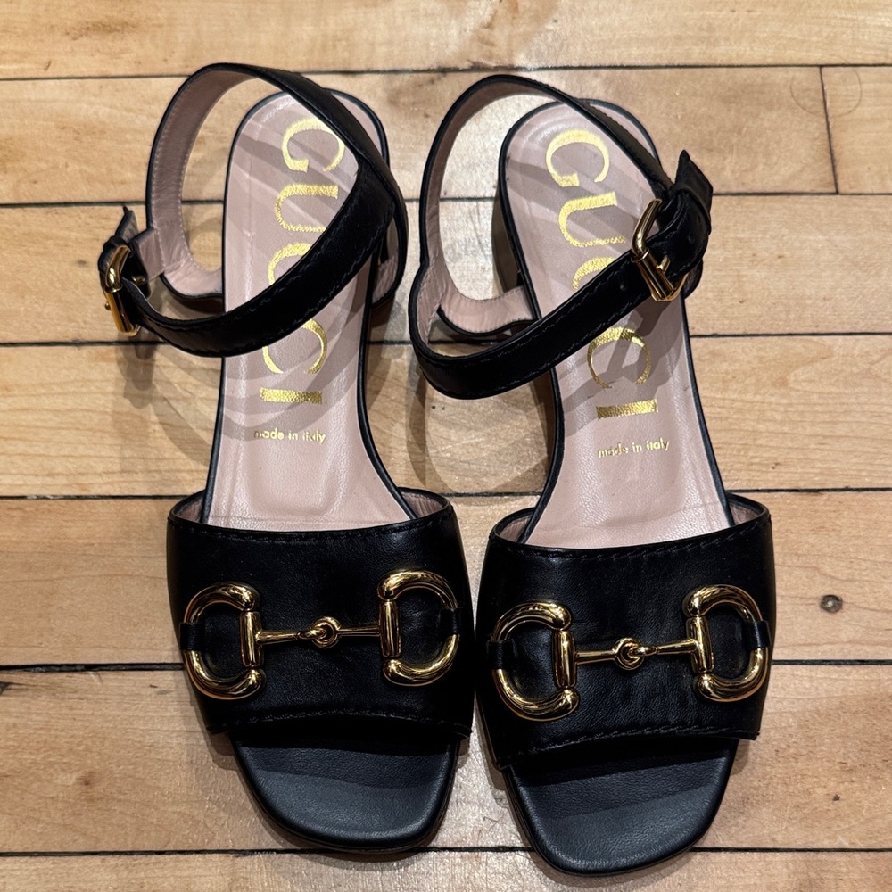 Gucci horsebit black sandals